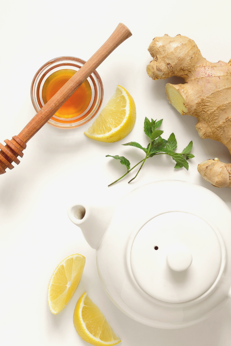 A pot of tea, fresh ginger, honey and lemon is all you need to make homemade ginger tea.