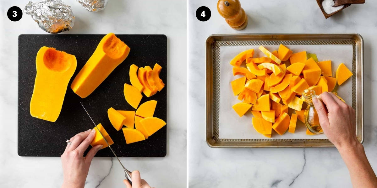 Thinly sliced ​​pumpkin and then drizzled with olive oil