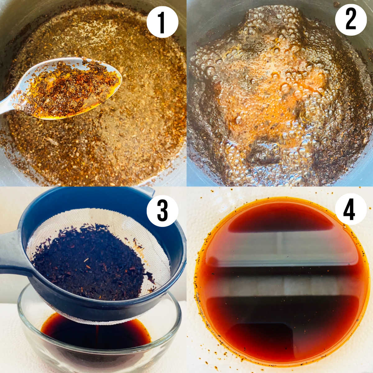 Photo of the process of Thai tea ice cream 1-4