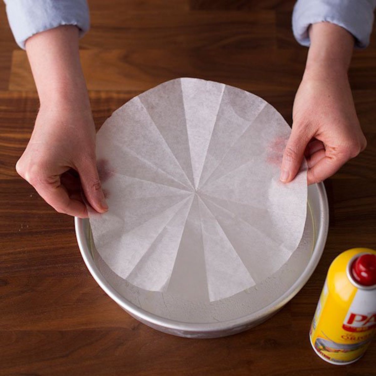 parchment on cake pan