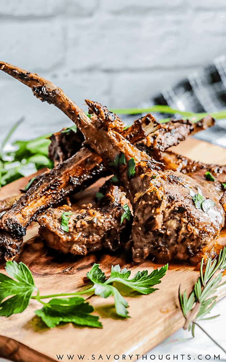 Lamb chops in a cast iron pan