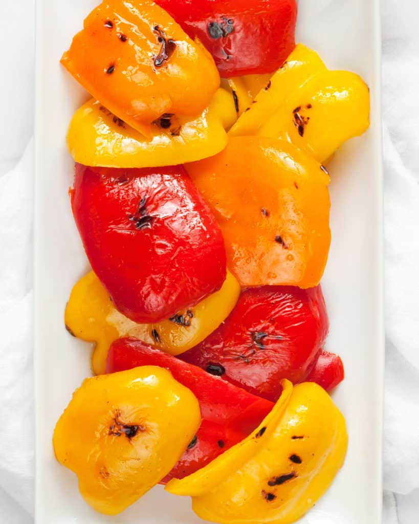 Place roasted bell peppers on a plate