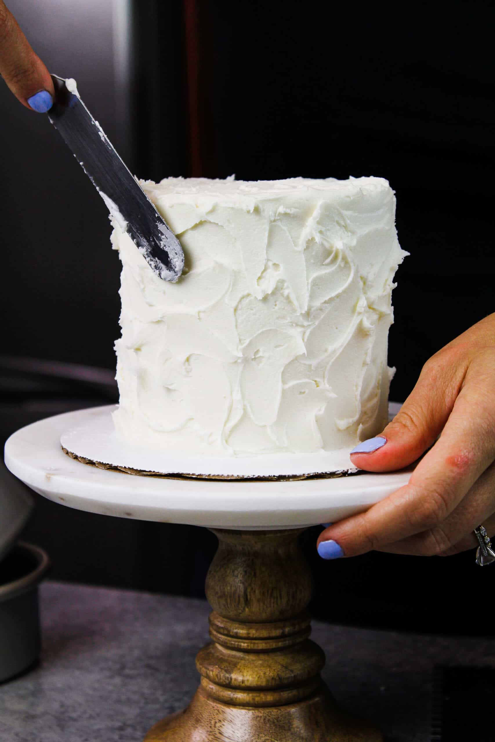 image of ingredients arranged to make a 4-inch vanilla cake