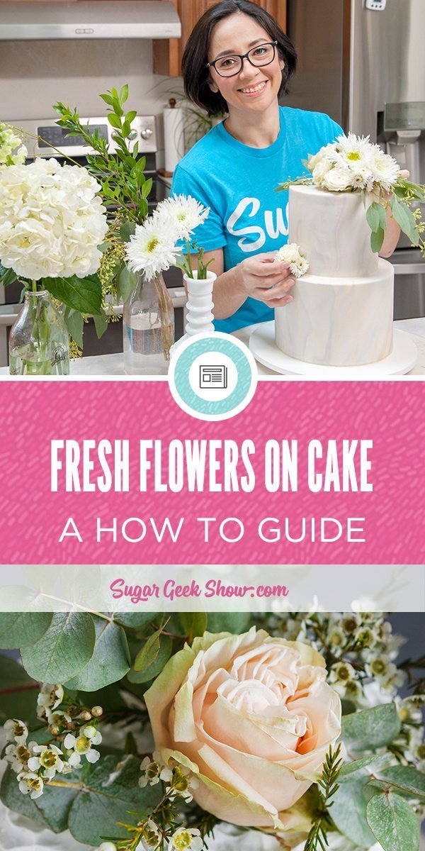 The fresh flowers on the cake make a beautiful cake decoration but it