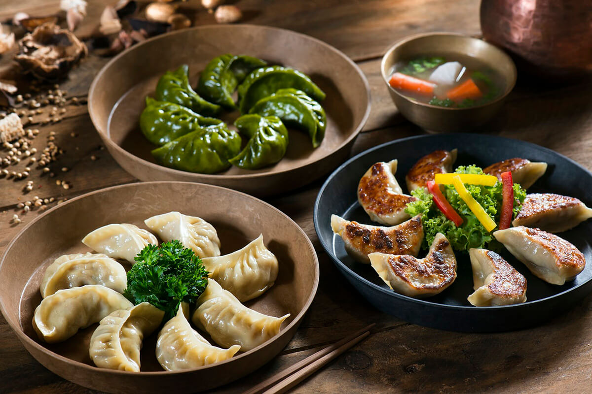 Many types of dumplings.