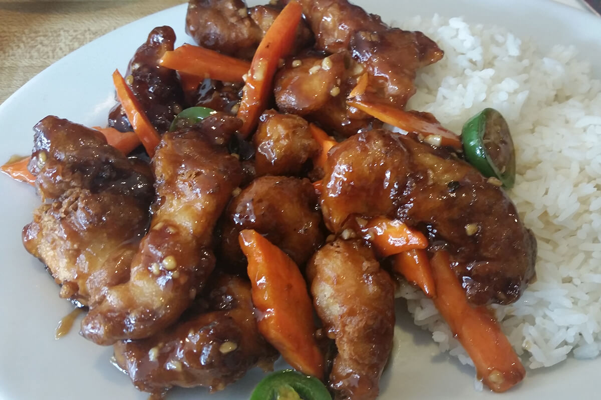 General Tso's chicken and rice.