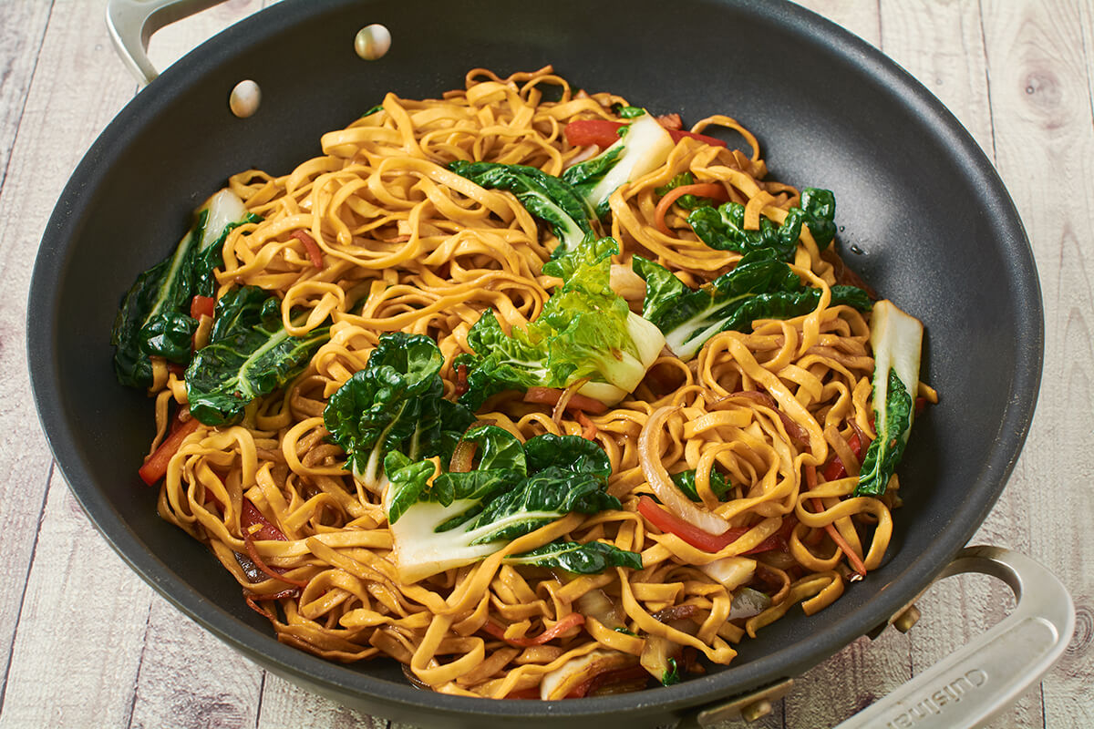 Chow Mein Vegetables in a Pan.