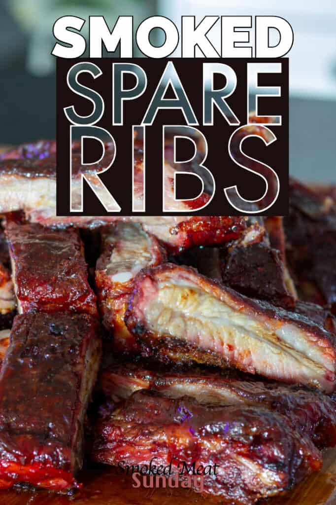 BBQ Smoked Spare Ribs is one of my favorite bbq recipes. The smoking process creates a wonderful crust, and the glaze we use to finish these ribs brings the flavors to the top. There is no need for the 3-2-1 method here. These ribs are AMAZING. #bbq # smokedribs #Traegerrecipes #smokedmeat #pelletgrill #smokerrecipe #ribs