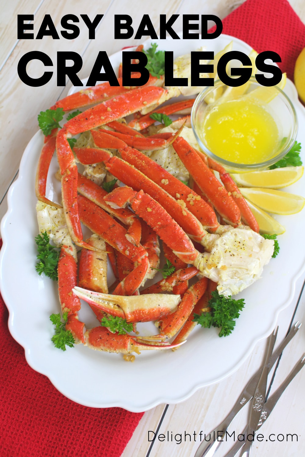 Easily bake crab legs in the oven on a plate and on a baking tray.