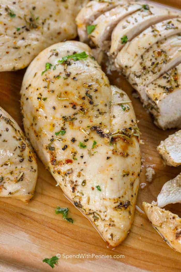 Grilled chicken lying on the cutting board