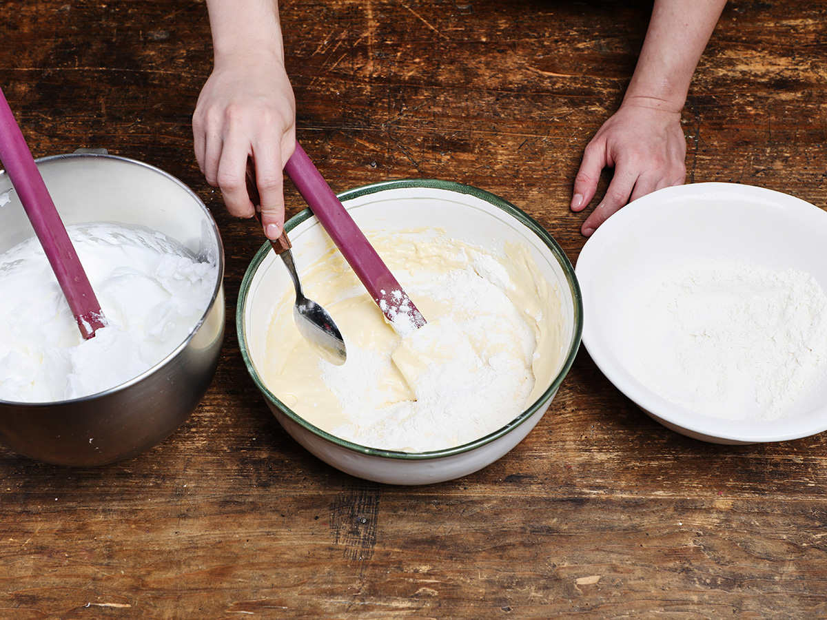 Adding Flour to Tres Leches Cake Batter