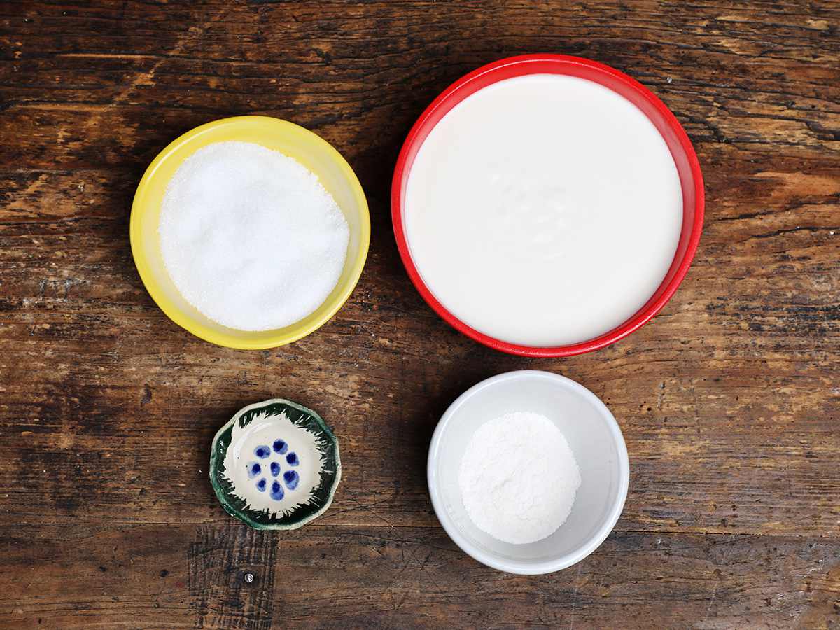 Whipped topping ingredients in bowls
