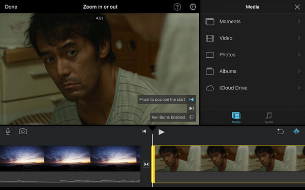 Ken Burns Effect in iMovie iOS