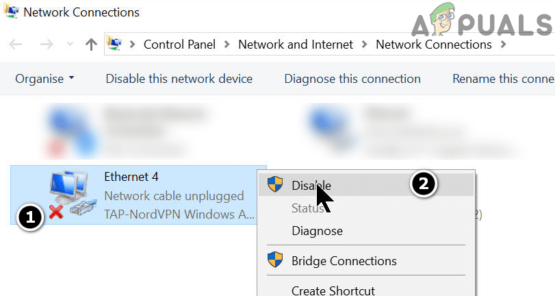3 disable vpn in the network connections 3