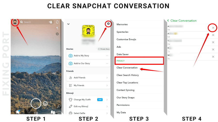 Delete Snapchat chats