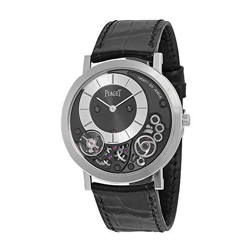 Piaget Altiplano Black and Silver Dial 18kt White Gold Black Leather Mens Watch G0A39111