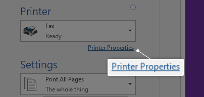 Locate printer properties
