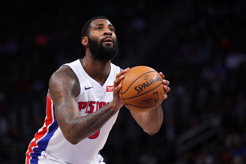 Drummond shoots a free throw in 2019.