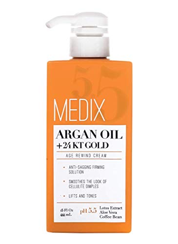Medix 5.5 Argan Oil Cream with 24kt gold. Anti-sagging firming cream to reduce wrinkles, cellulite and dark spots. 15oz (15oz)