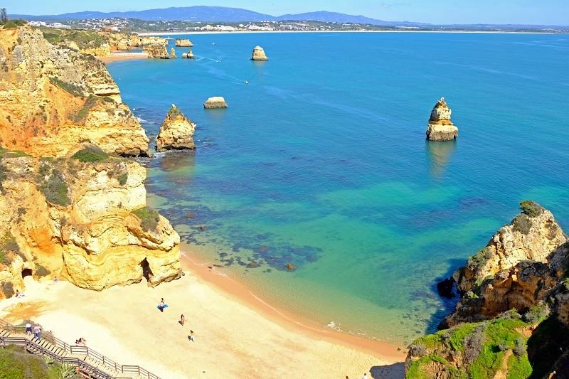 View of Meia Praia beach in Lagos, Algarve, Portugal