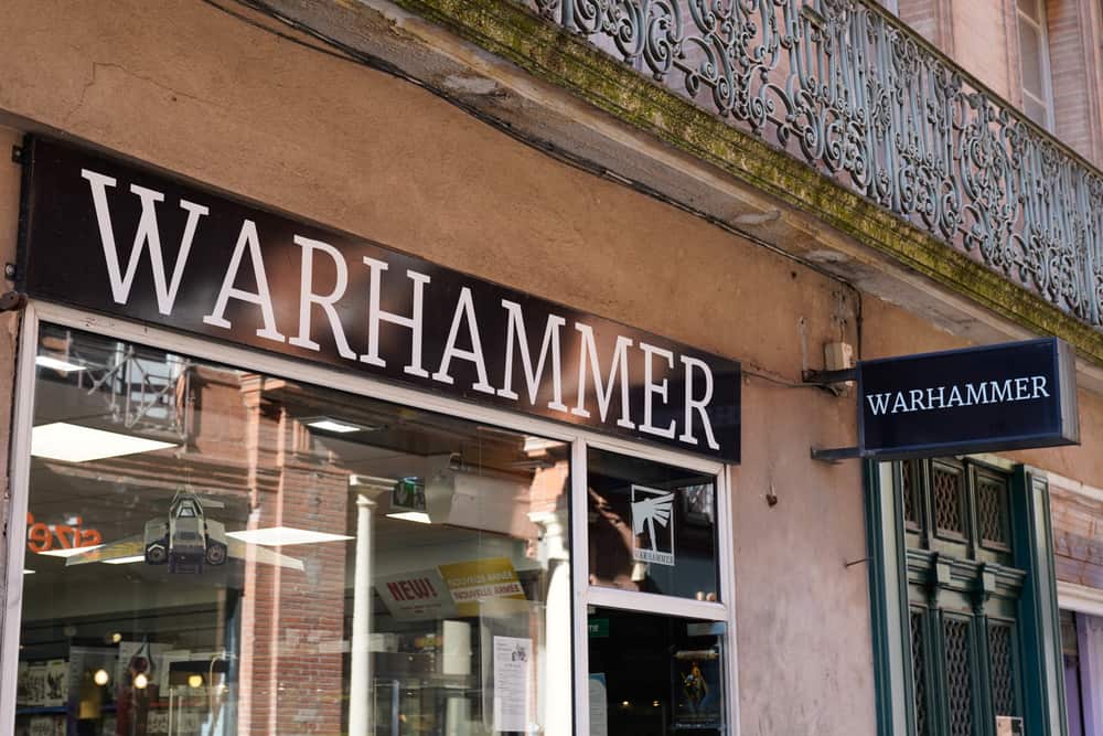 Warhammer text sign and logo brand store