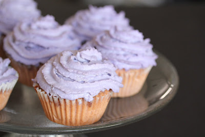 Close-up photo of a cupcake ube