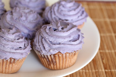 ube cupcake photo on plate