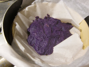 photo of purple sweet potato in a steamer