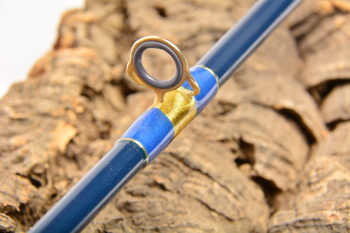 Gold double foot guide with gold wrap and blue wrap