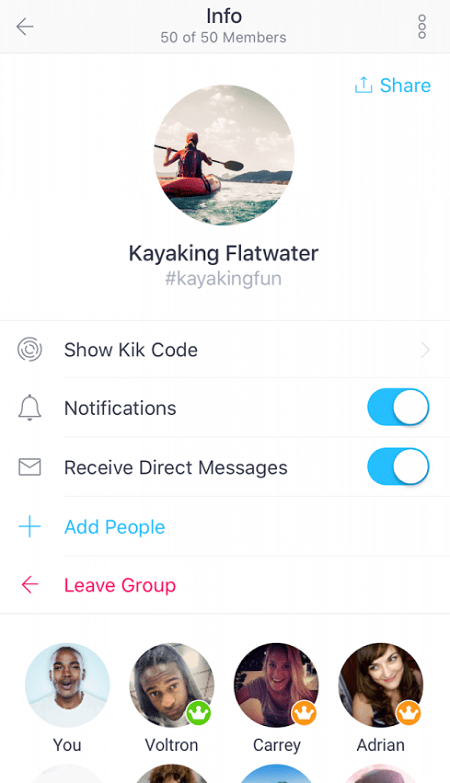 How to send messages on Kik