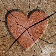 image of cracked wooden heart