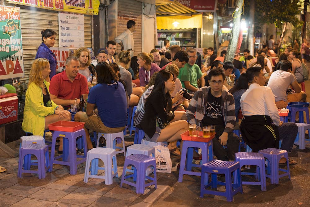 Drinking on the Street in Hanoi
