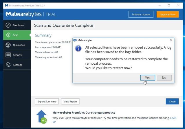 Malwarebytes removes malware from computers