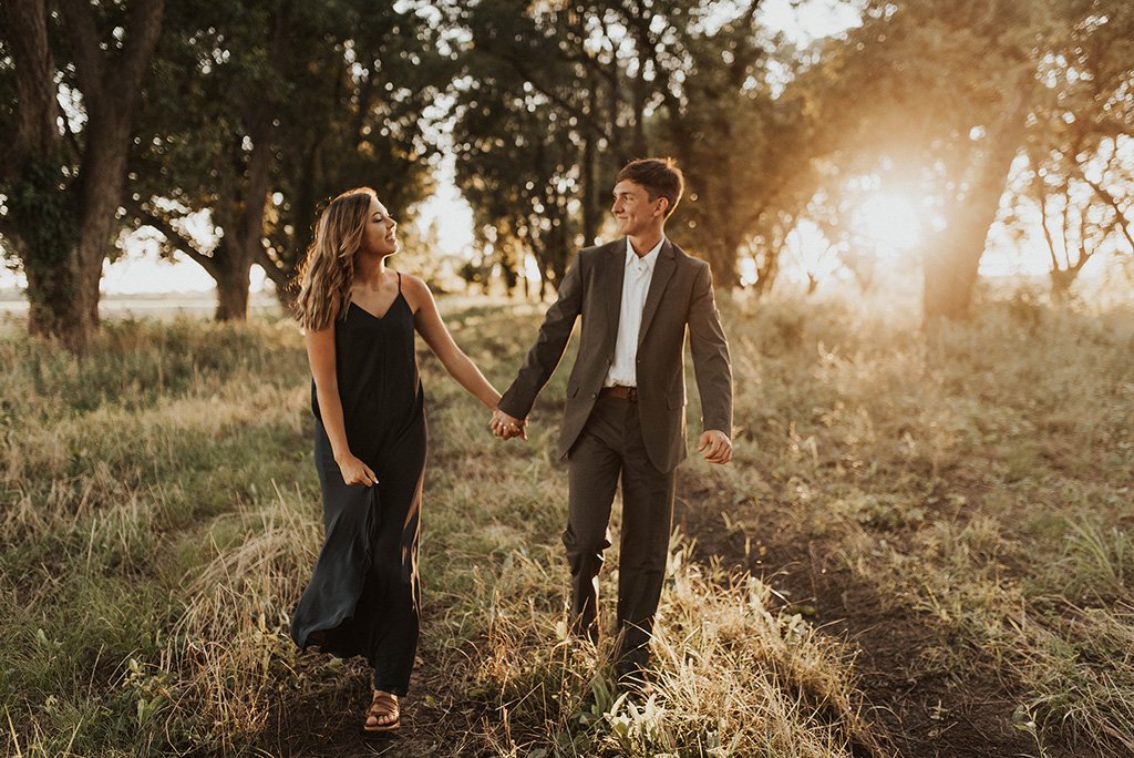 Tips for engagement photos at golden hour sunset