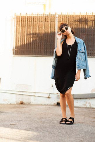 blue denim jacket swing dress