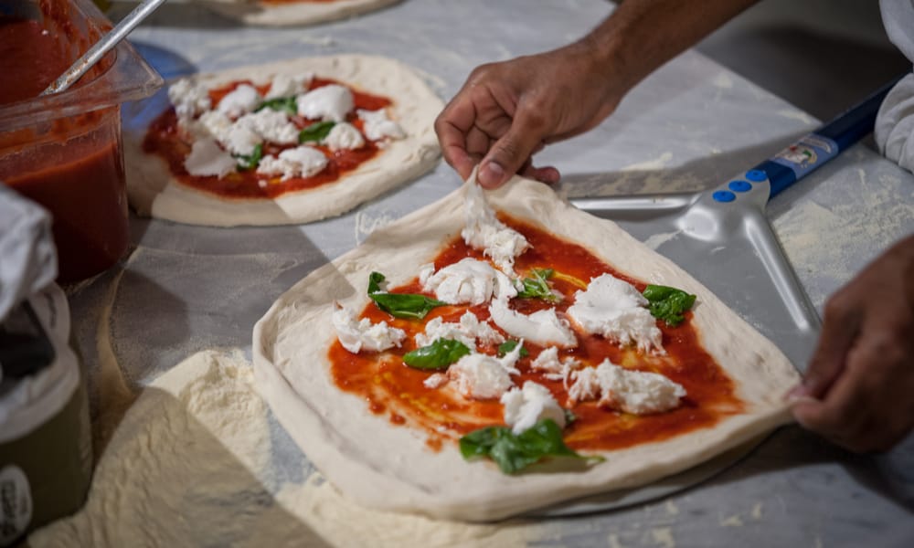 They make their own dough and sauce at home