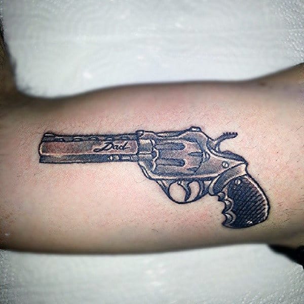 Gun And Dad Tattoo Male Arms