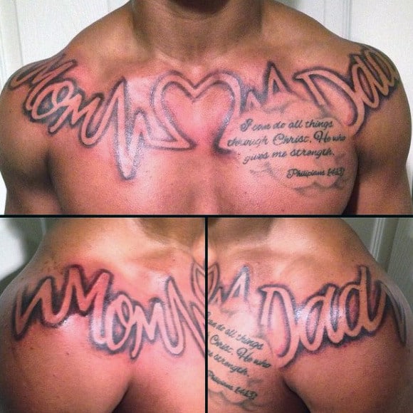 Mens Chest Quotes On Dad Tattoo