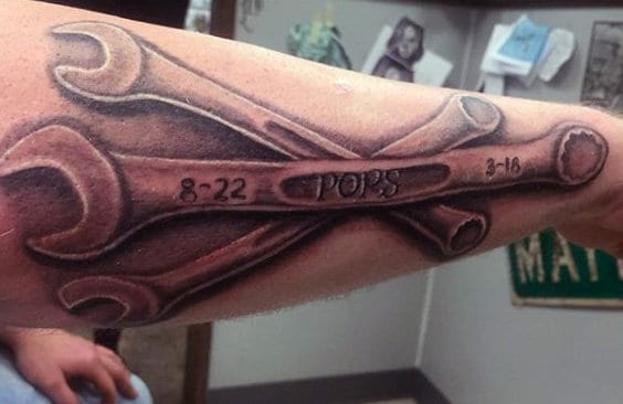 Mens Forearms Dad Tools Tattoo
