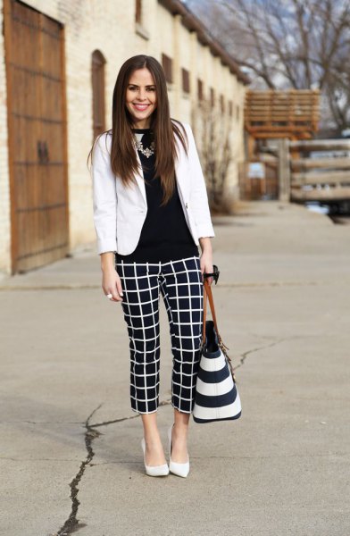 white blu shirt black blazer