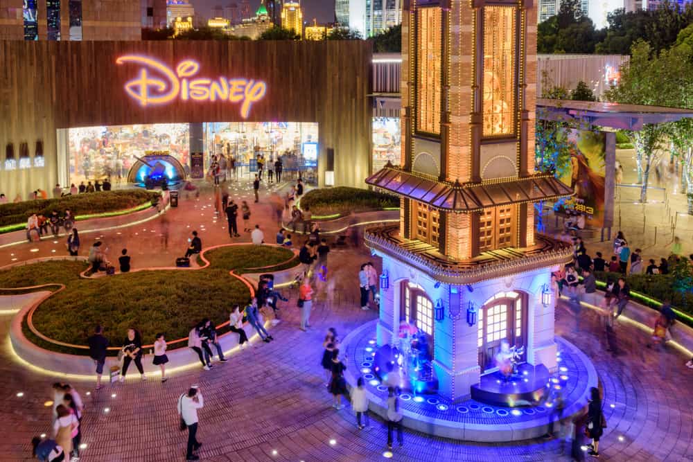 Night view of the Disney Flagship Store