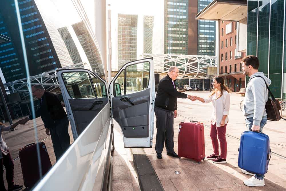 Driver of an airport shuttle minivan