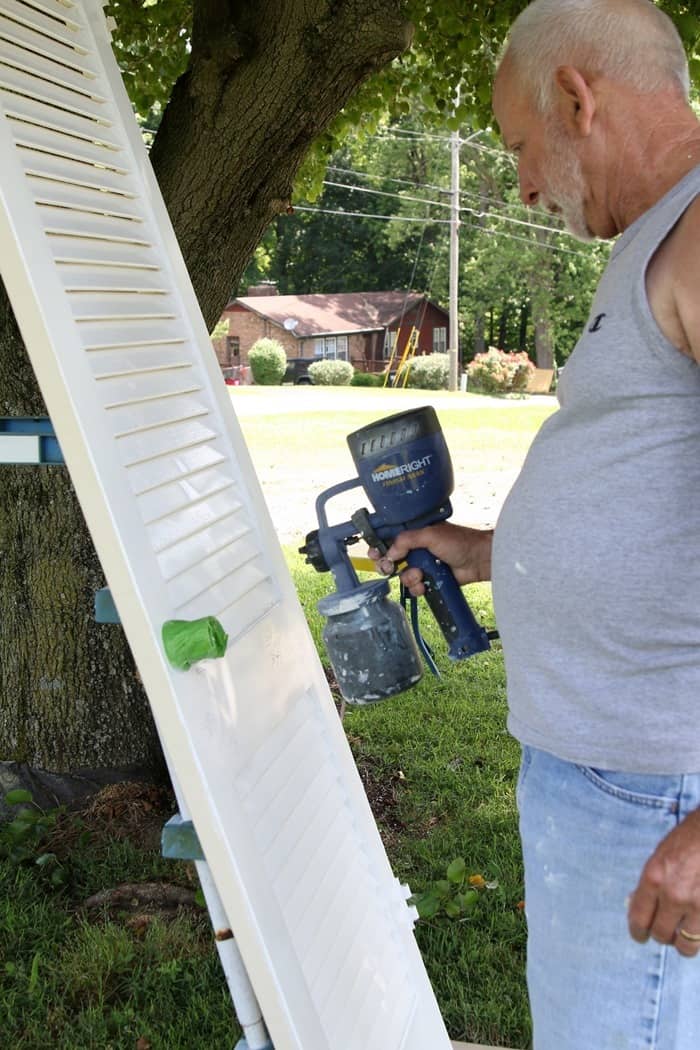 Paint covered closet doors with a HomeRight paint sprayer