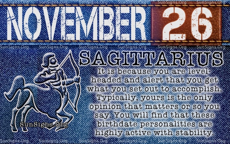 November 26th Sagittarius Birthday Calendar