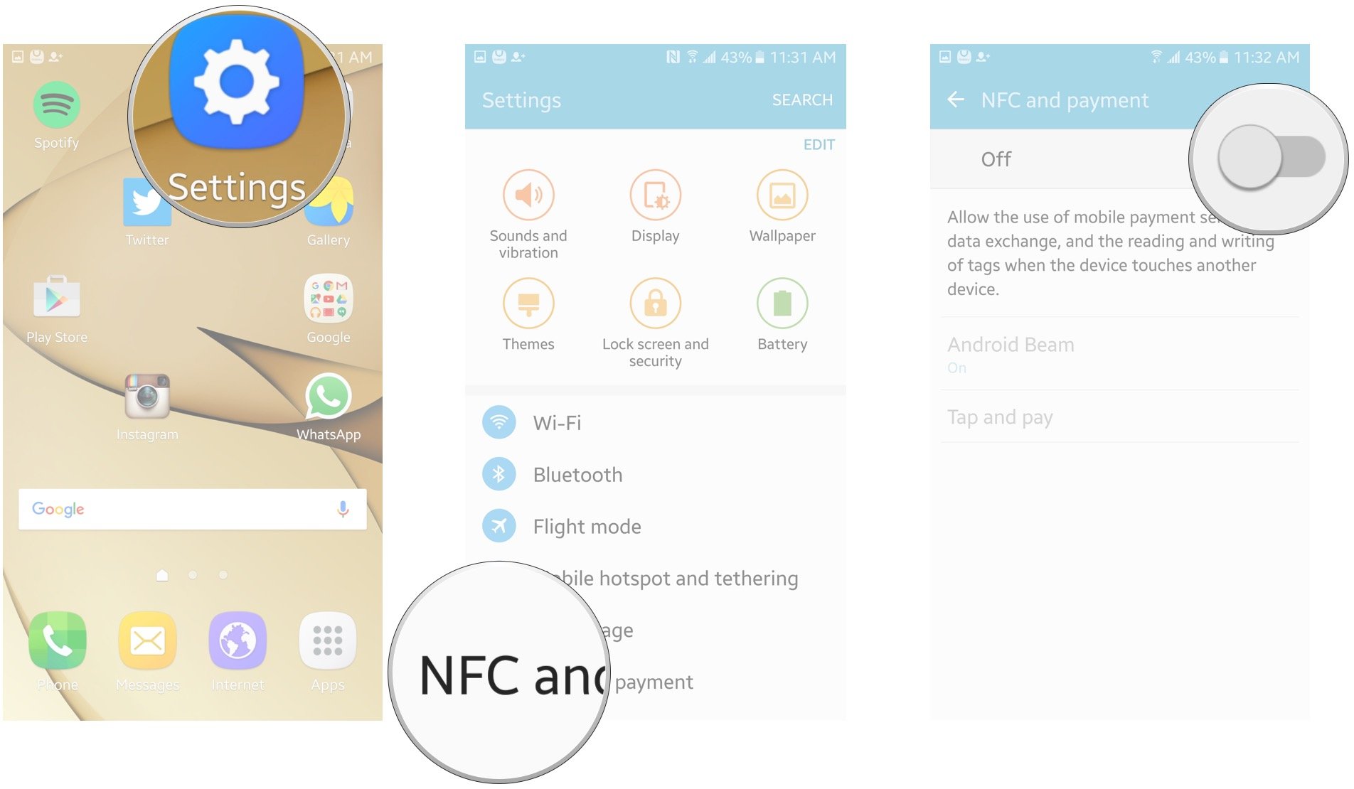 Tap NFC and pay, tap Tap and pay, choose a default