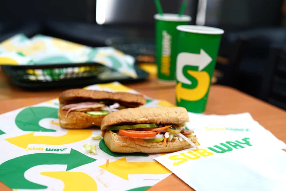 Fast food at Subway Sandwich Restaurant