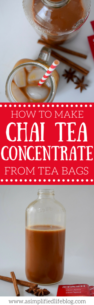 This tea bag concentrated chai tea is surprisingly easy to make! I like to know that it