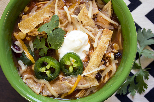 Aerial shot of Chicken Cooker Slow Cooker Soup