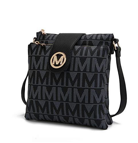 Mia K. Collection Women's crossbody bag - Adjustable strap - Vegan leather - Black women's side crossbody wallet