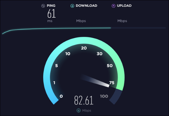 Internet speed test results